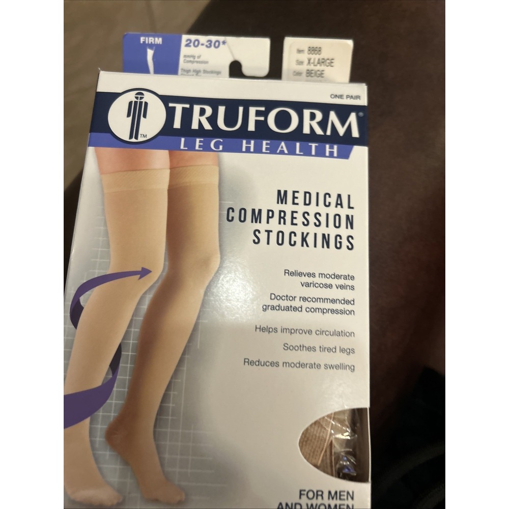 Truform X Large Medical Compression Socks 15-20 mmHg Nude Knee High Closed Toe